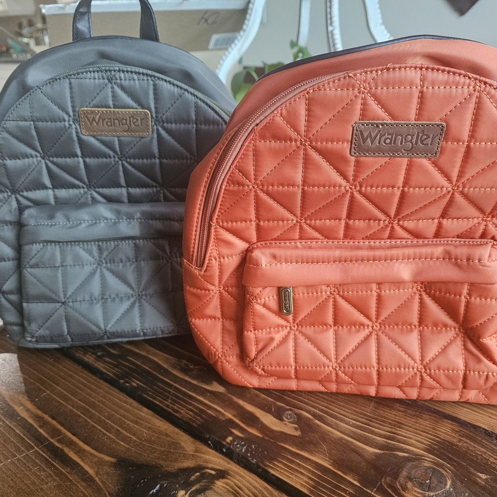 Wrangler Quilted Backpacks - Orange and Army Green Brand New